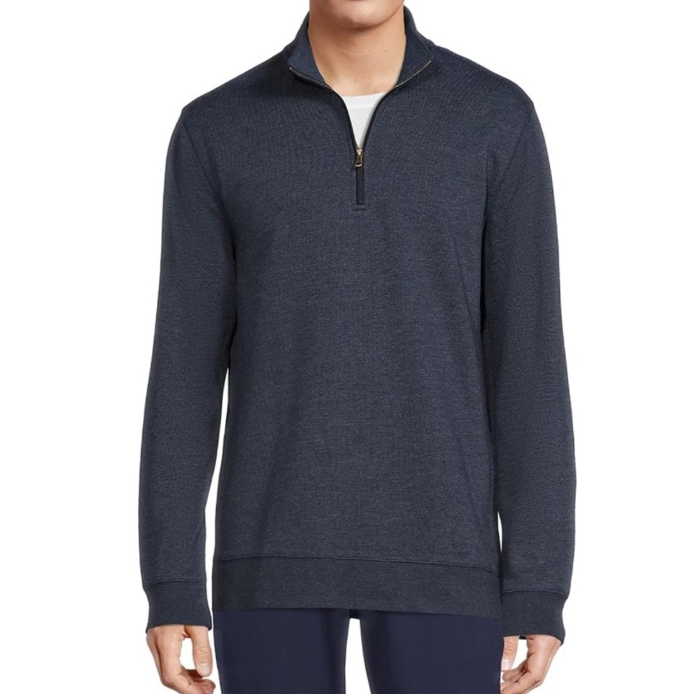 NWT George Men's Navy Blue Knit Quarter Zip-Up Sweater
